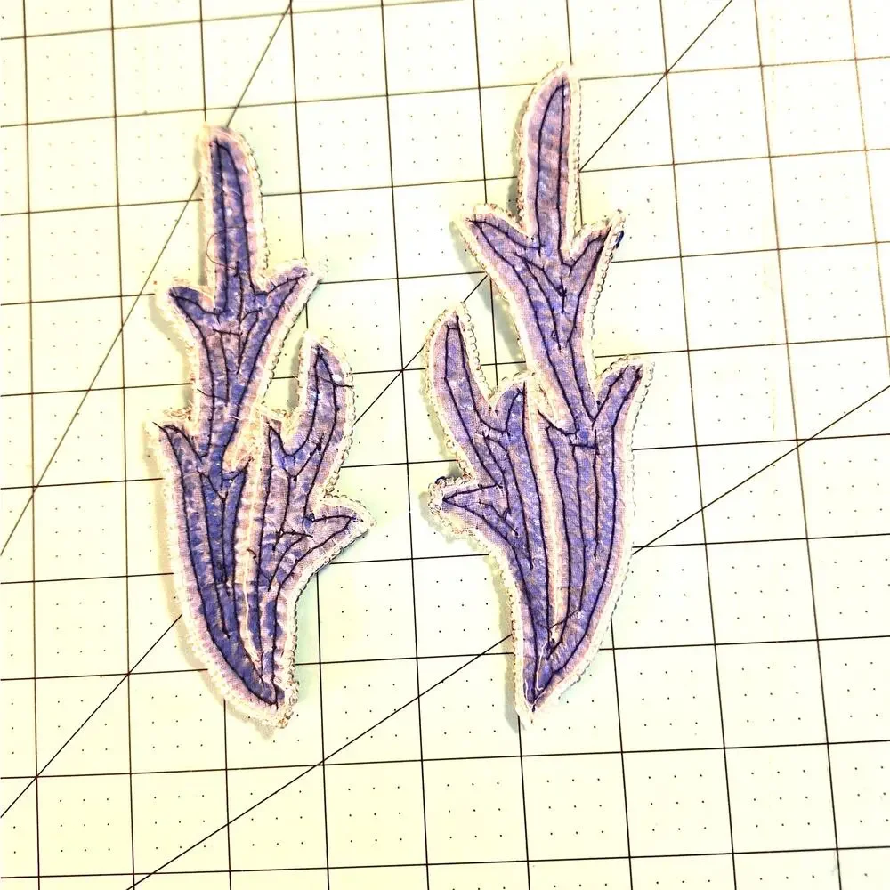 Sequin and Bead Appliques Blue and Silver Left and Right Pair